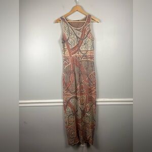 Peruvian Connection tapestry maxi dress size XS tan red